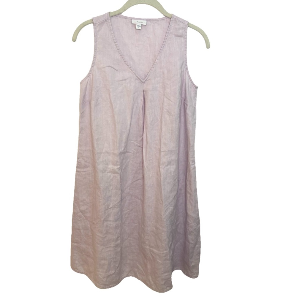 J Jill Love Linen Dress Sleeveless Short Shift Swing XS Purple Beachy Flowy